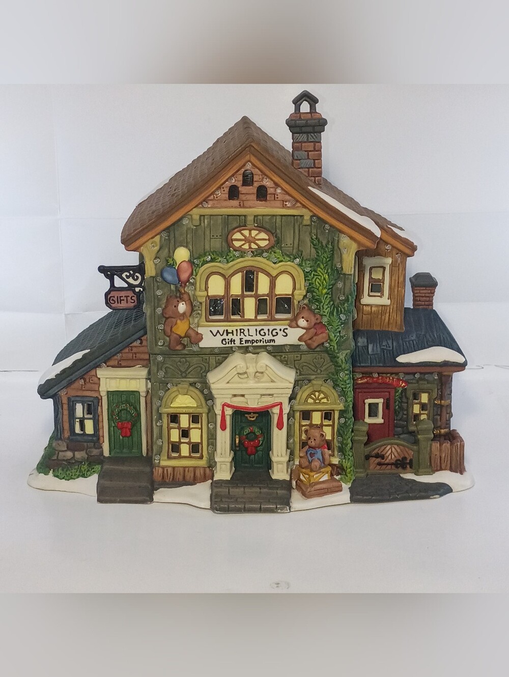 O’Well Novelty Co Whirligig’s Gift Emporium Fiber Optic Lighted Xmas Village